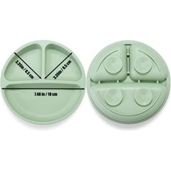 PandaEar divided suction plate green displays three sections and non-slip base.