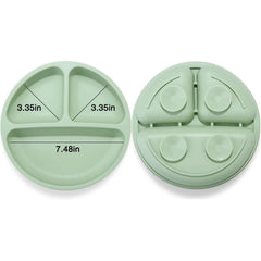 PandaEar non-slip suction base plate in action reduces plate skidding during meals