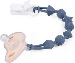 PandaEar pacifier clip in use illustrates hands-free reach and mess reduction.