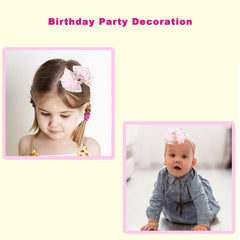 PandaEar pink bow worn on a baby girl's head for everyday outfits