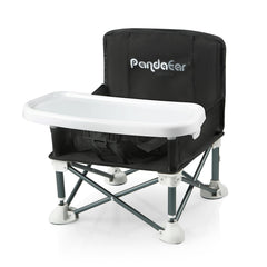 PandaEar portable baby seat folded in its carry bag, travel-ready and compact.