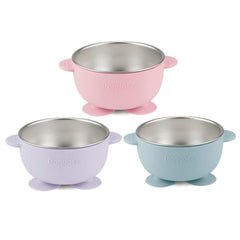 PandaEar suction base bowls on table illustrate slip-resistant grip during self-feeding.