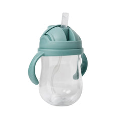 PandaEar Tritan Sippy Cup with weighted straw demonstrates easy-angle drinking for baby independence.