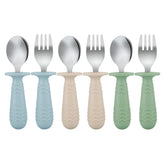 PandaEar utensils spoons-rounded-edges-blue, safe feeding for babies.