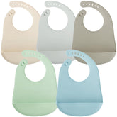 PandaEar baby bibs pack front view showcases slim silicone design for easy cleanup