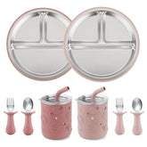 PandaEar divided plates promote balanced meals during self-feeding.