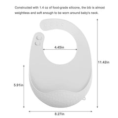 PandaEar deep-pocket bib catches crumbs and liquids during meals.