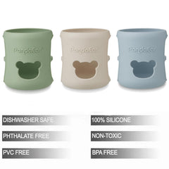 PandaEar cutout-view sleeve shows measurement marks for accurate milk prep
