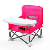 PandaEar folding travel booster seat pink folded for portability.