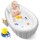 PandaEar inflatable baby bathtub collapsible design shows quick setup and compact storage.