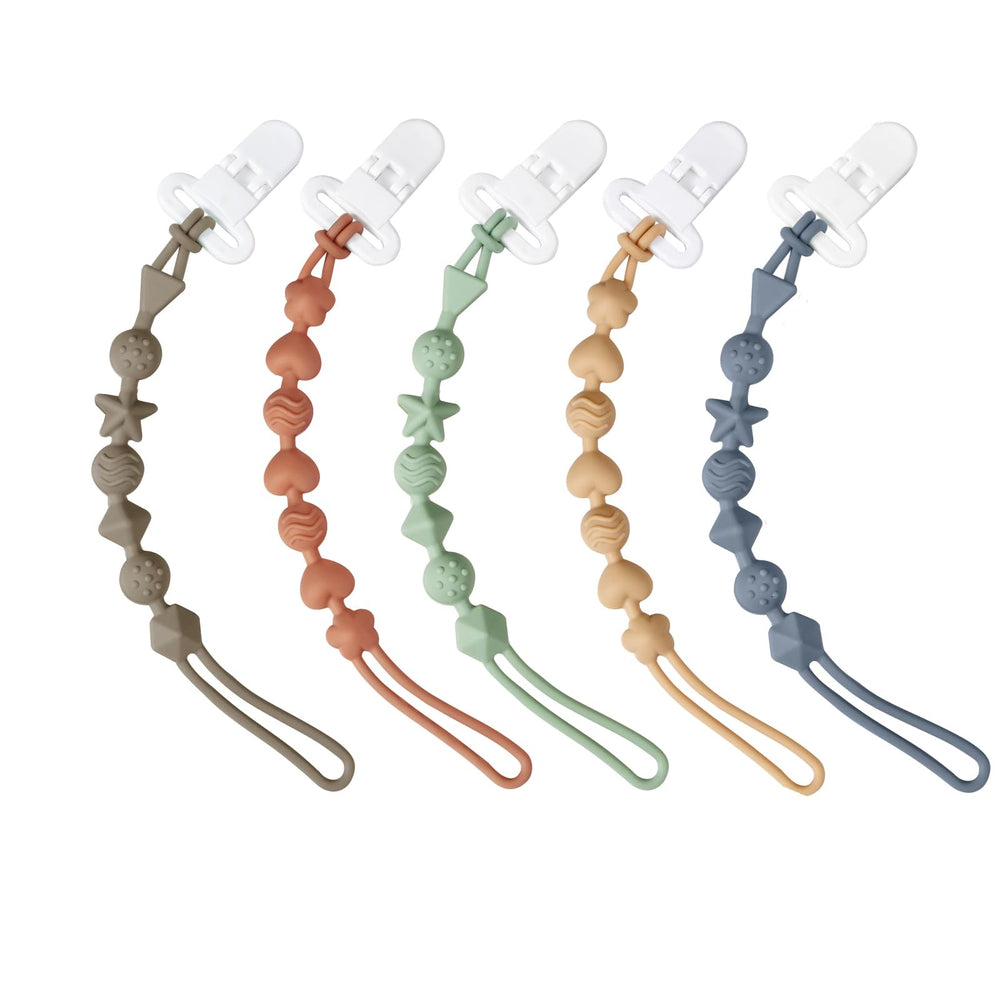 PandaEar pacifier clip with one-piece design keeps pacifiers clean and within reach.