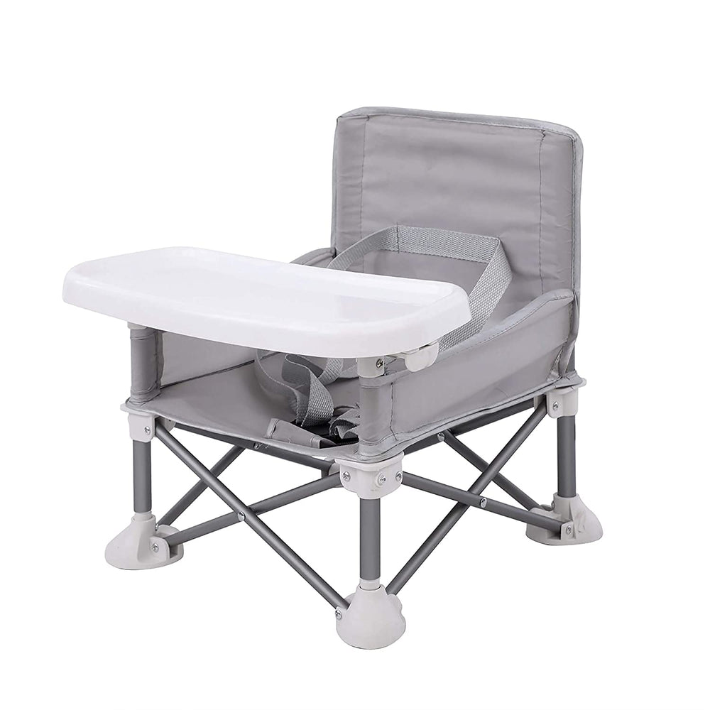 PandaEar portable baby seat folded, showcasing compact travel-ready design for easy storage.