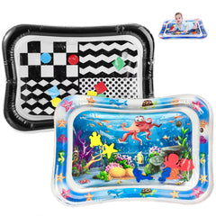 PandaEar tummy-time water mats 2-pack feature two cartoon patterns for infant play