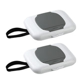 PandaEar two-pack wipes dispenser with closed lid for easy diaper bag storage.