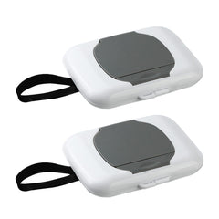 PandaEar two-pack wipes dispenser with closed lid for easy diaper bag storage.