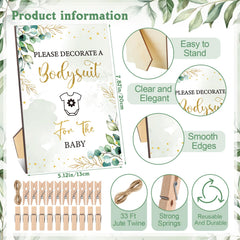 Panitay wooden baby shower sign showcases rustic theme and tabletop game ideas.