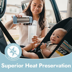 Papablic bottle warmer with water-inside thermal bottle heats feeds on the move.