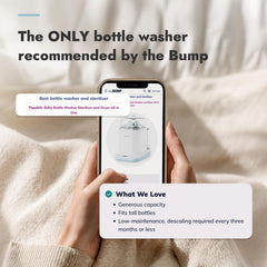 Papablic Bottle Washer Pro side view shows slim countertop footprint for small spaces.