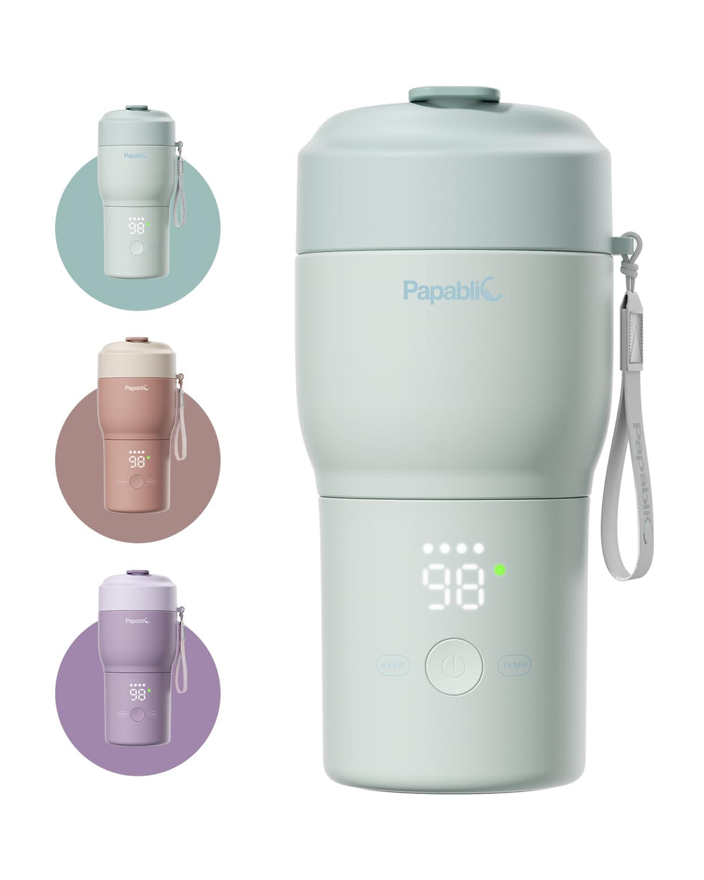 Papablic Pro portable bottle warmer front view for on-the-go feeds