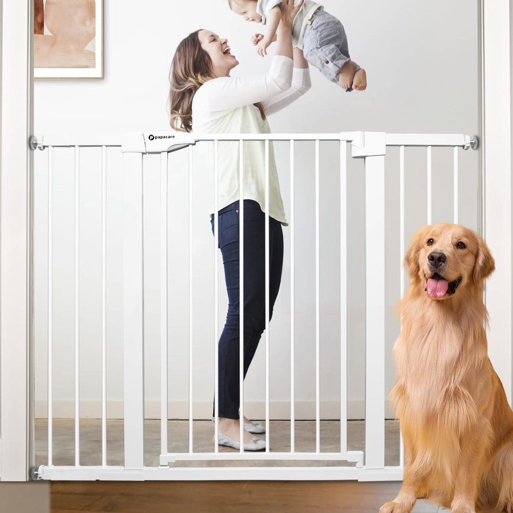 Papacare 36-inch extra tall gate in white, showcasing sturdy steel for safe entryways.