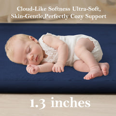 PapaMama baby play mat 1-3-inch thick cross-section highlights cushioned support for crawlers.