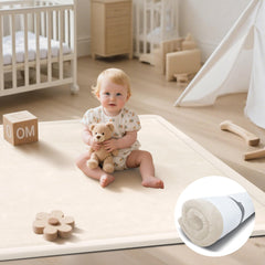 PapaMama baby play mat corner view with thick memory foam for gentle cushioning during play