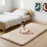 PaPaMat 1.3-inch padding beige floor mat unrolled for soft crawling and tummy time.