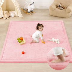 PaPaMat 1.3-inch thick pink baby play mat displays a soft surface for tummy time.