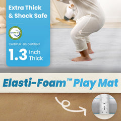 PaPaMat tummy-time use on the mat highlighting comfortable padding for early motor practice.