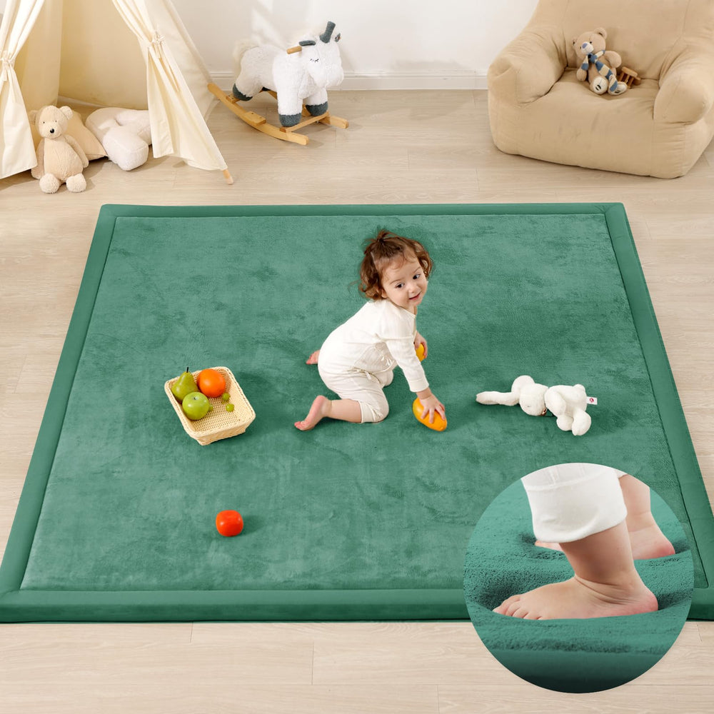PaPaMat 1.3-inch thick play mat emerald cushion for comfy tummy time