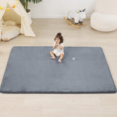 PaPaMat 1.3-inch thick play mat shows plush velvet surface for comfy tummy time.