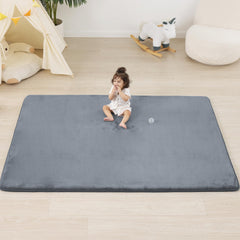 PaPaMat 1.3-inch thick play mat shows plush velvet surface for comfy tummy time.