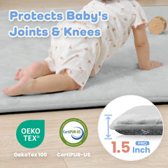 PaPaMat 1.5-inch thick foam cushioning supports tummy time and crawling