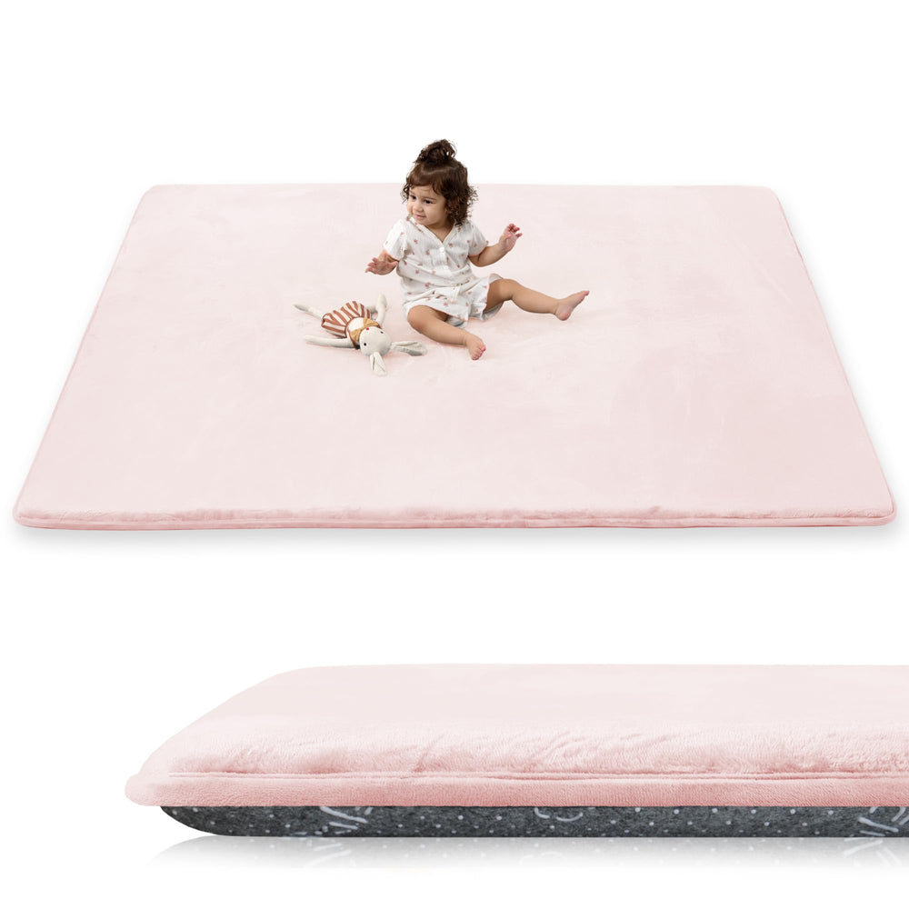 PaPaMat 1.5-inch thick play mat cushioning for plush tummy time and crawling.