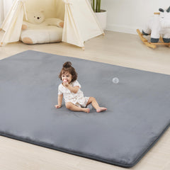 PaPaMat 1.3-inch thick play mat close-up shows high-density foam for comfortable crawling.