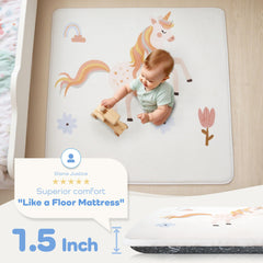 PaPaMat 50x50 memory foam mat with 1.5-inch thickness supports curious crawlers.