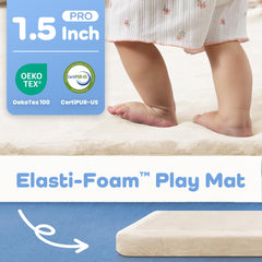 PaPaMat 50x50 square playmat in a nursery scene for spacious safe play.