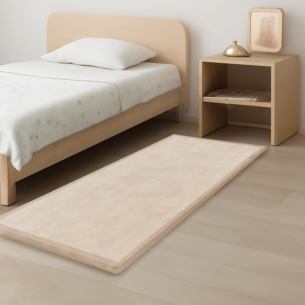 PaPaMat bedside protection beige mat prevents accidental falls with soft cushioning.