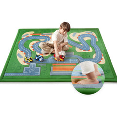PaPaMat race-track-mat closeup aids imaginative playtime