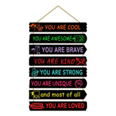 Paquesta game wall decor eight MDF panels with inspiring quotes to boost self-confidence in a boys room.