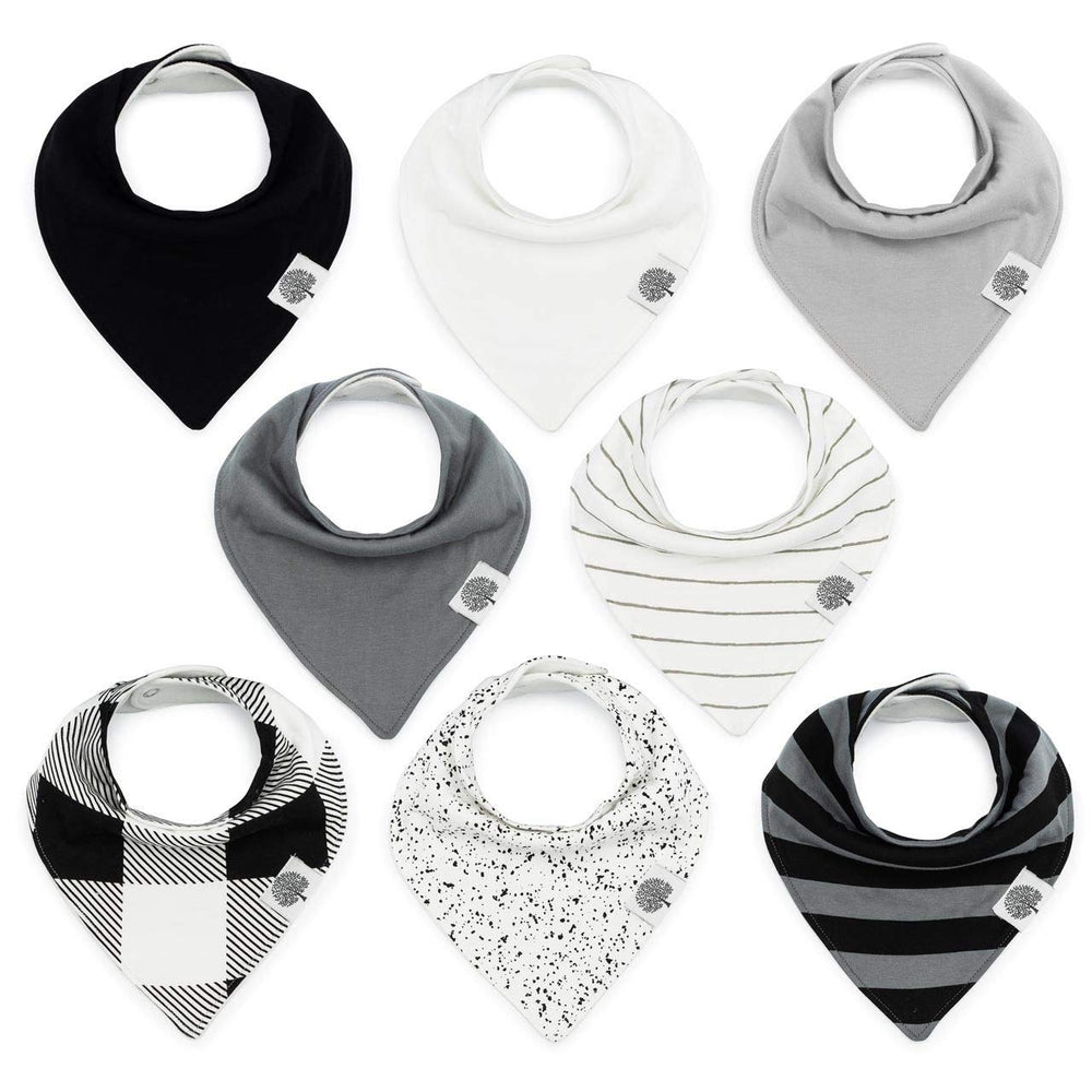 Parker Baby Co. bandana bibs 8-pack in varied colors protect outfits during meals.