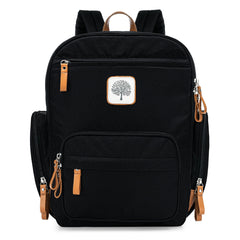 Parker Baby Co. diaper backpack front view shows compact design for quick, on-the-go essentials.