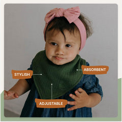 Parker Baby Co muslin bibs in four-color palette complement outfits