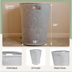 Parker Baby Co. collapsible hamper, space-saving design for tidy rooms.