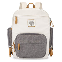 Parker Baby Co diaper backpack cream front view with full zip for easy packing