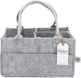 Parker Baby Diaper Caddy gray full setup shows organized nursery essentials at a glance.