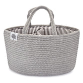 Parker Baby Rope Diaper Caddy gray closeup weave demonstrates durable diaper storage