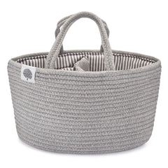 Parker Baby Rope Diaper Caddy gray closeup weave demonstrates durable diaper storage