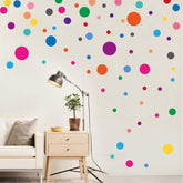 PARLAIM polka dots brighten the bedroom wall with playful color accents