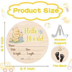 Parrihy Winnie baby sign double-sided, versatile decor for nursery and celebrations.